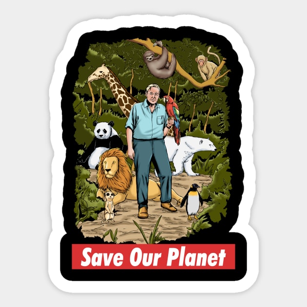 David Attenborough - Save Our Planet Sticker by Hiro Fiction